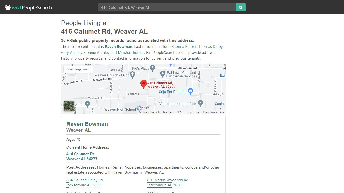 People Living at 416 Calumet Rd Weaver AL - FastPeopleSearch